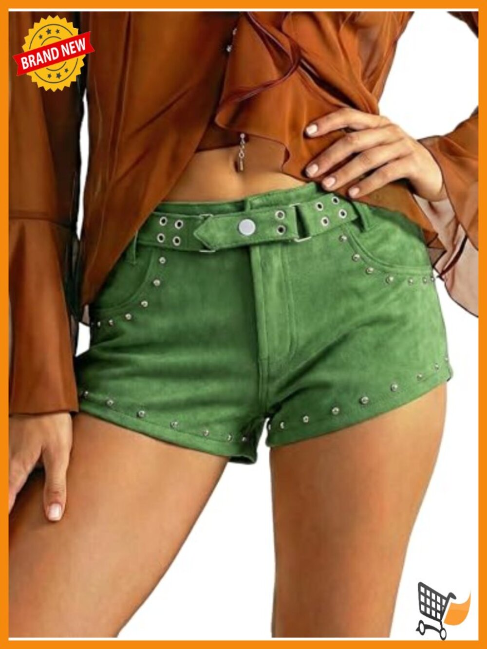 Mid Rise Mini Shorts with Belt Faux Suede Y2K Country Concert Outfits Trendy